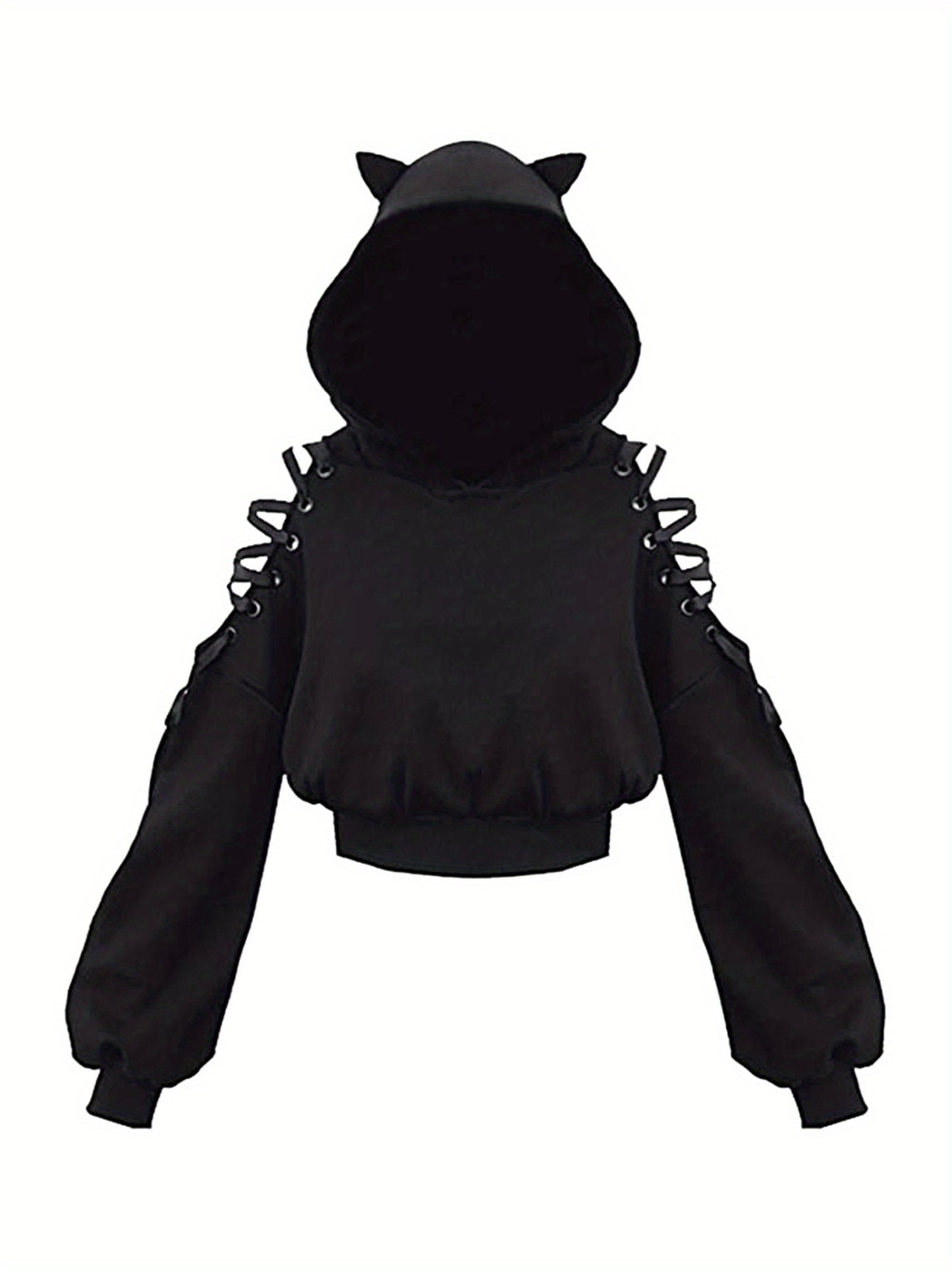 Women's Trendy Cartoon Print Hoodie - Casual Long Sleeve with Knot Detail, Crop Top Design, Machine Washable Polyester