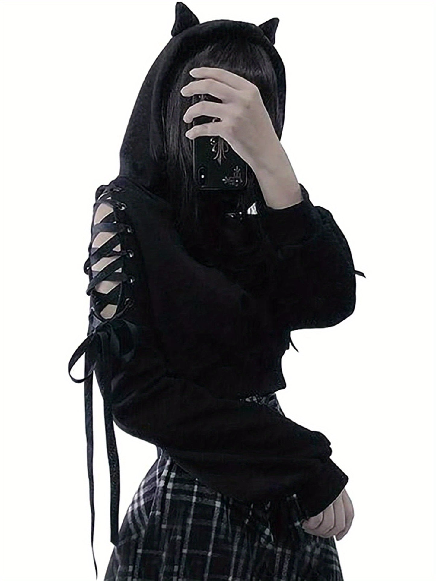 Women's Trendy Cartoon Print Hoodie - Casual Long Sleeve with Knot Detail, Crop Top Design, Machine Washable Polyester
