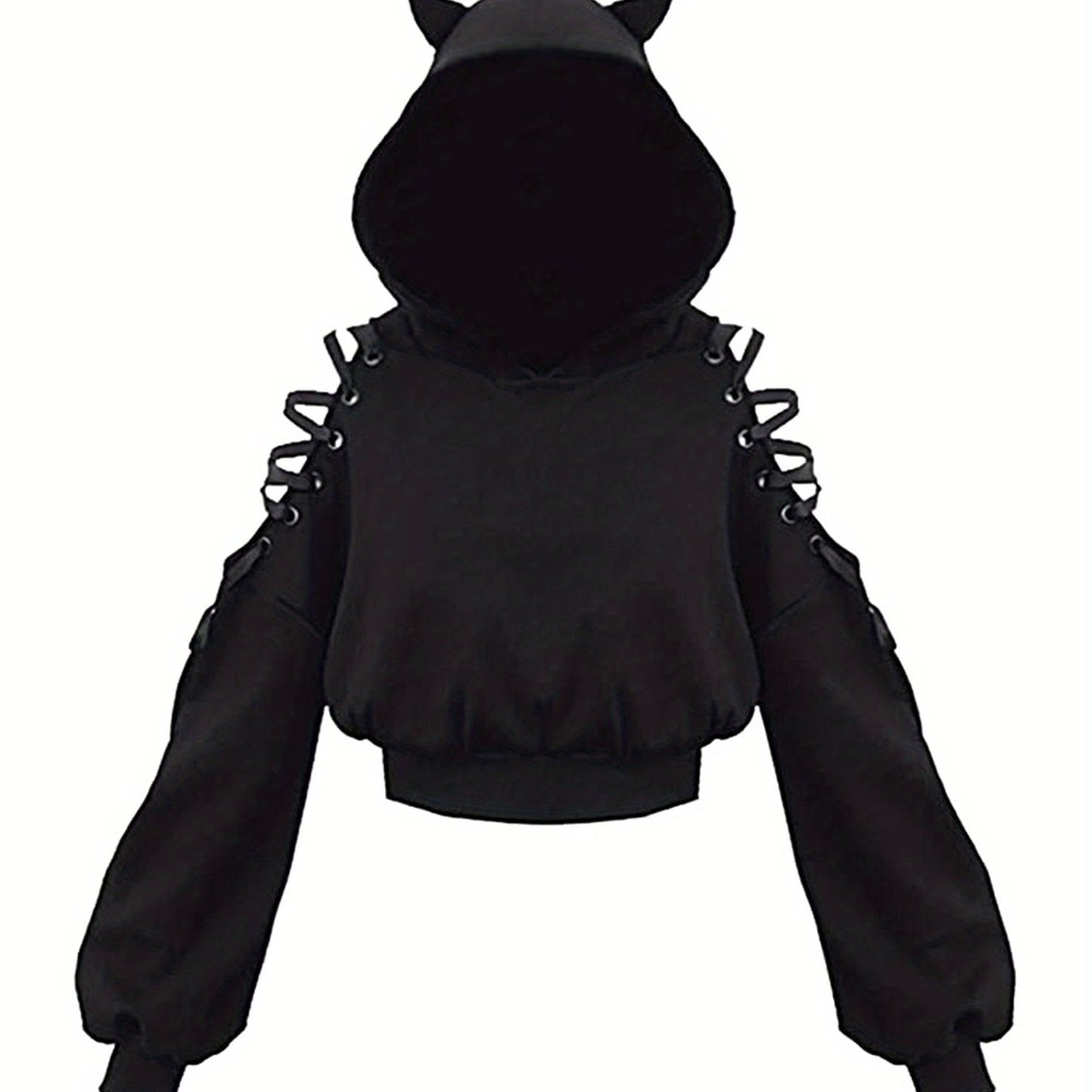 Women's Trendy Cartoon Print Hoodie - Casual Long Sleeve with Knot Detail, Crop Top Design, Machine Washable Polyester