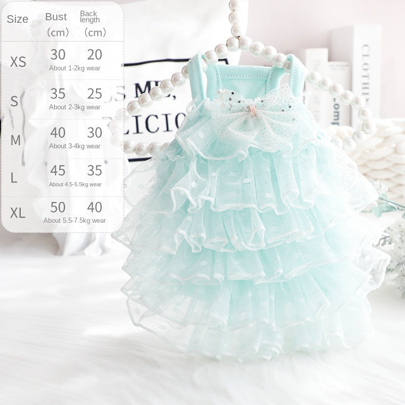 Elegant Lace Wedding Dress for Pets, Breathable Summer Princess Outfit for Small Dogs and Cats, Polyester, Pullover Style, Dresses for Wedding Guest