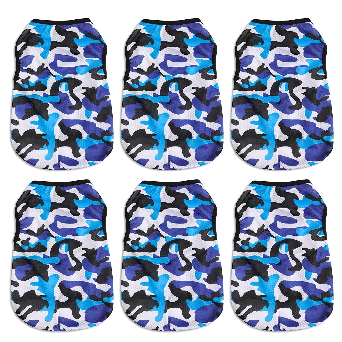 6pcs Breathable Mesh Dog Vests - Camo Print, Summer Pet T-Shirts for Small to Medium Breeds, Machine Washable