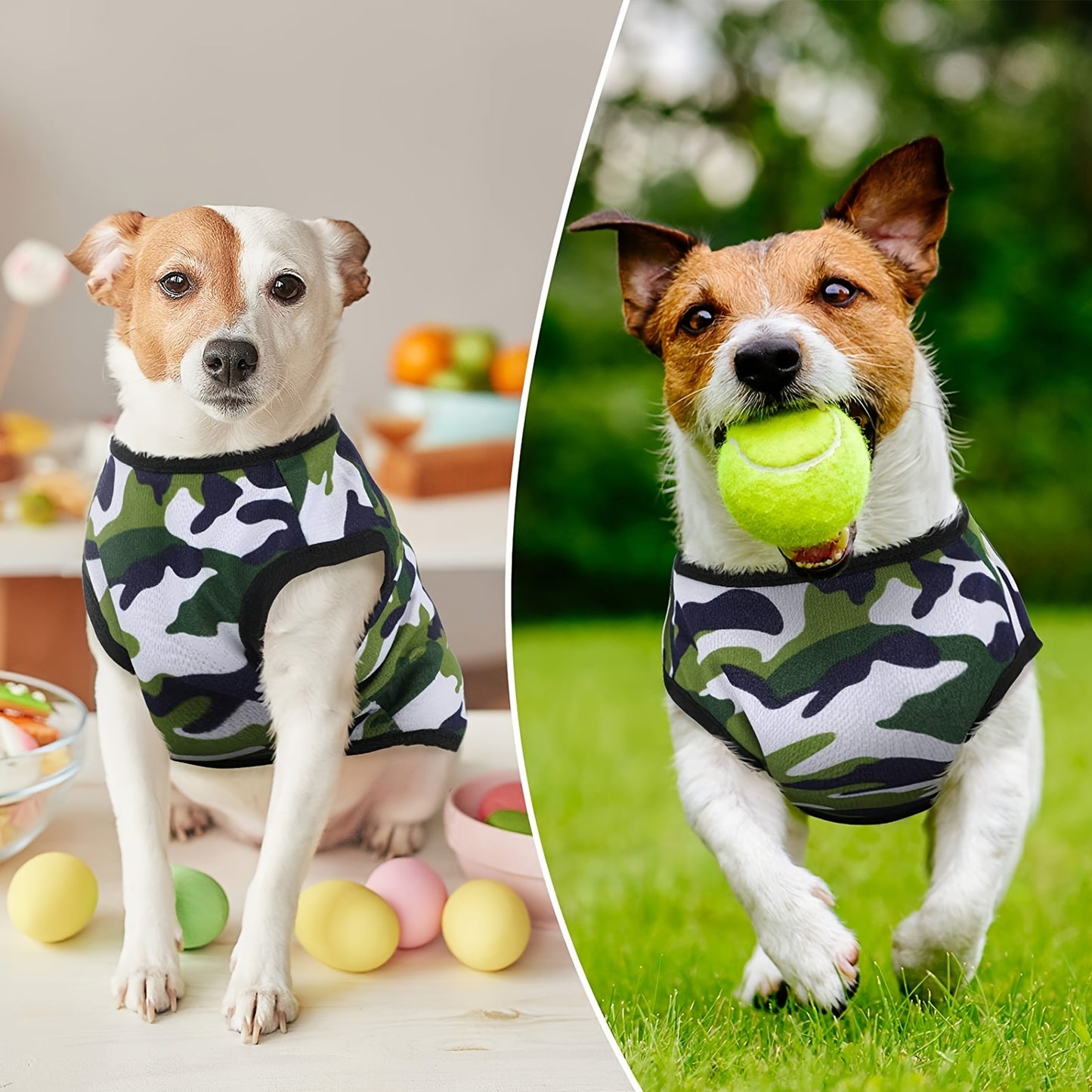 6pcs Breathable Mesh Dog Vests - Camo Print, Summer Pet T-Shirts for Small to Medium Breeds, Machine Washable