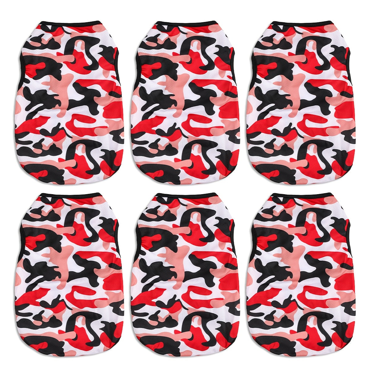 6pcs Breathable Mesh Dog Vests - Camo Print, Summer Pet T-Shirts for Small to Medium Breeds, Machine Washable