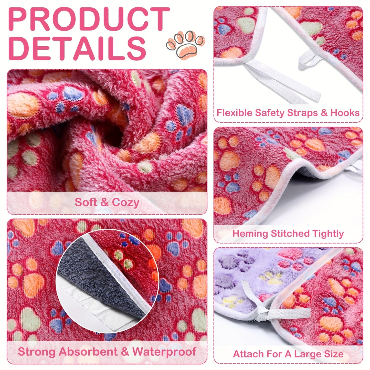4 Pack Mother'S Day Gift Washable Pee Pads With Belt For Pet Crate 18'' X 24 Reusable Puppy Pads Pet Training Pads Puppy Potty Pads Absorbent Whelping Dog Bed Pad Mat For Playpen Crate